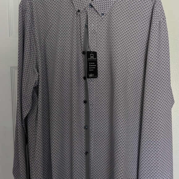 Men's Dress Shirt - Maroon and White - Picture 1 of 3